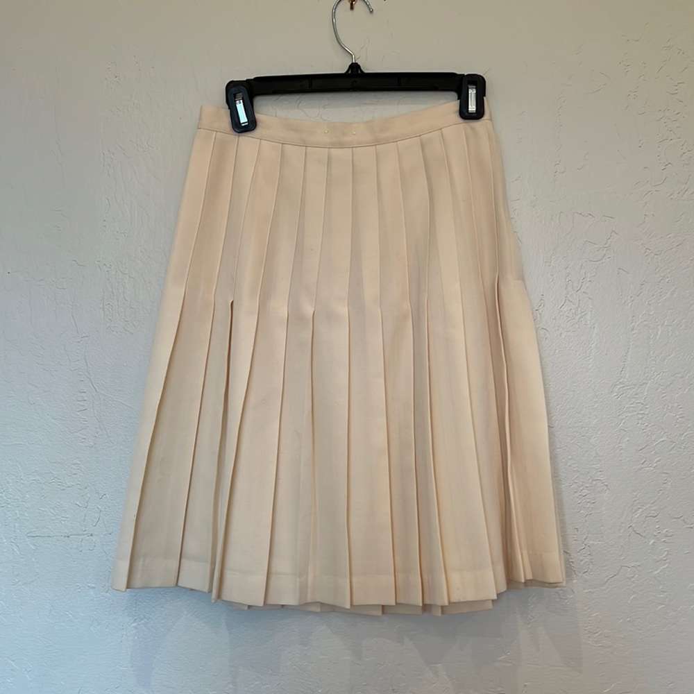 Wool cream pleated vintage skirt